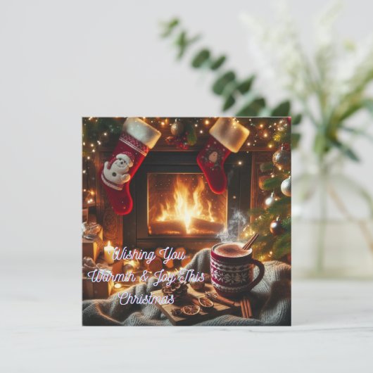 Gezellig kerstgenot gepersonaliseerd feestdagenkaart (Staand voorkant)