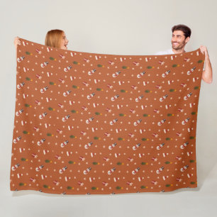Gezellig Kerstpatroon Sneeuwman, Cadeaus & Bomen Fleece Deken