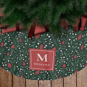 Gezellig klassiek bloemig kerstpatroon monogram kerstboom rok