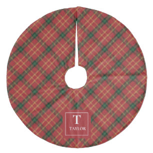 Gezellig Klassiek Geplaagd Kerstpatroon Monogram Fleece Kerstboom Rok