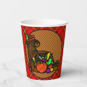 Gezellig Land Cornucopia op Plaid Papieren Bekers (Achterkant)