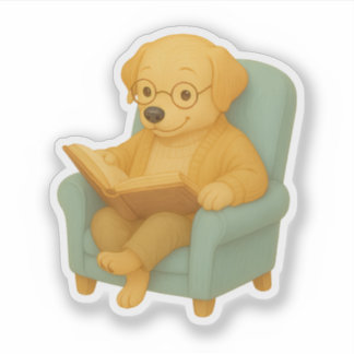 Gezellig lezen Hond Clipart Sticker