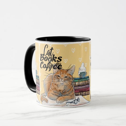 Gezellig lezen met Schattigee Cats en Coffee Vibes Mok (Voorkant links)