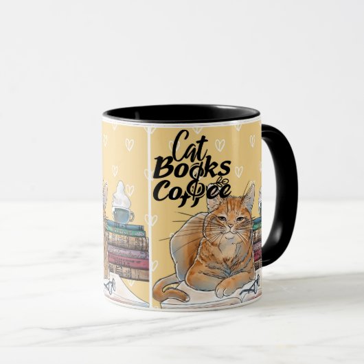 Gezellig lezen met Schattigee Cats en Coffee Vibes Mok (Voorkant rechts)