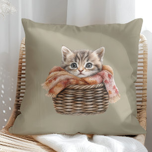 Gezellig mandje Kattenkussen – Olive Taupe Edition Kussen
