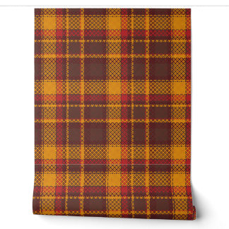 Gezellig Mosterdgeel en Roestbruin Tartan Design Behang