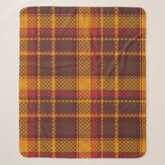 Gezellig Mosterdgeel en Roestbruin Tartan Design Sherpa Deken