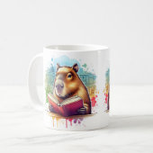 Gezellig Omhoog in de Bibliotheek met Capybara Rea Koffiemok (Voorkant links)