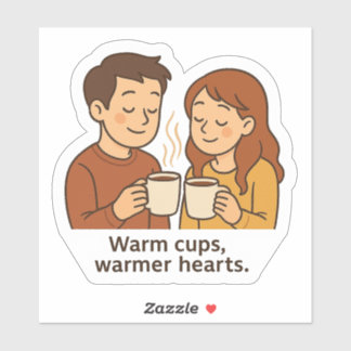 Gezellig paar koffie liefde sticker