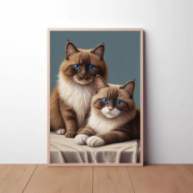 Gezellig paar Ragdoll Cats Fluffy Pet Art