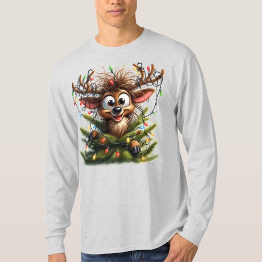 Gezellig rendier T-shirt met lange mouwen (Voorkant)