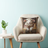 Gezellig Schaap en Konijn in Schuur met Bloemen Kussen (Stoel)