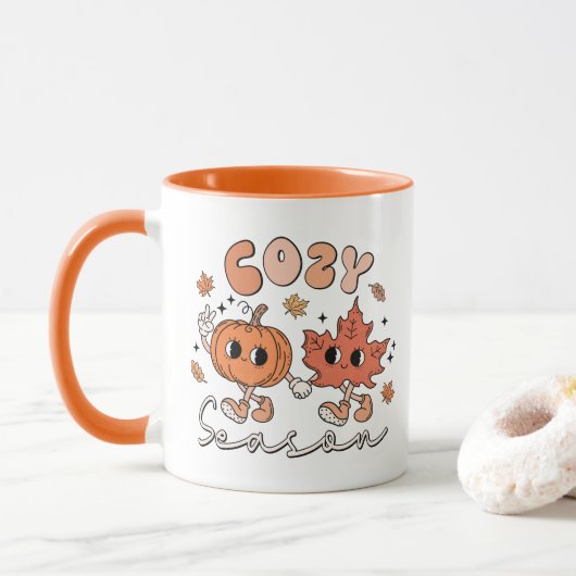 Gezellig seizoen, Herfst Vibes Mok, Retro Herfst D Mok (Met donut)