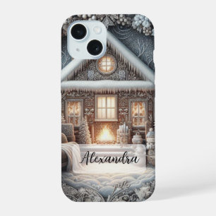 Gezellig Snowy House, Bank, Deken, Geschenken, Sne iPhone 15 Hoesje