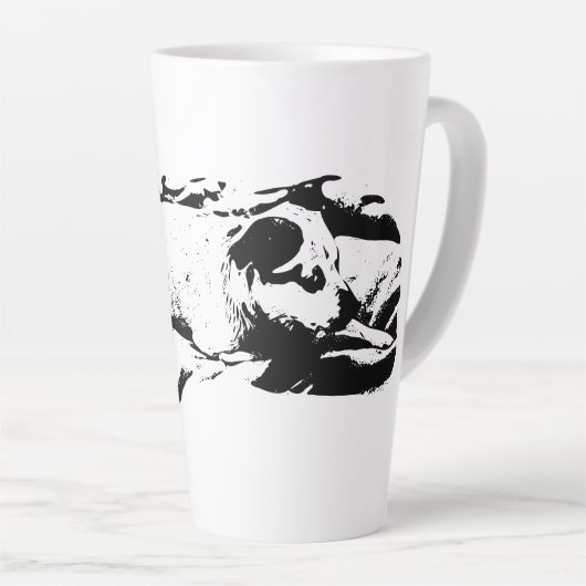 Gezellig Terrier horloge op winterbed Latte Mok (Rechterhoek)