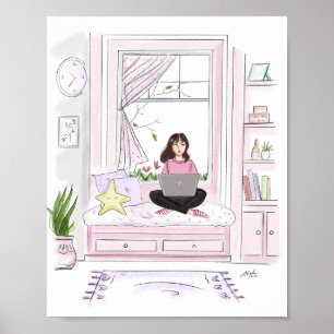 Gezellig thuis, mode illustratie, poster