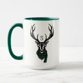 Gezellig & warm | Green Buffalo Plaid Deer Monogra Mok (Links)