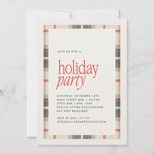 Gezellig Winter Plaid Holiday Party Kaart (Voorkant)