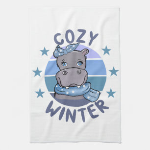 Gezellig winter schattig dier theedoek