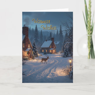 Gezellig Winter Village Kerst Wenskaart Feestdagen Kaart