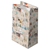 Gezellig Winter Village Scene Patroon Klein Cadeauzakje (Achterkant Gekanteld)