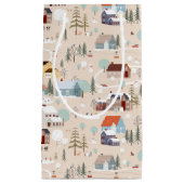 Gezellig Winter Village Scene Patroon Klein Cadeauzakje (Voorkant)