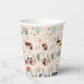 Gezellig Winter Village Scene Patroon Papieren Bekers (Rechts)
