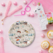 Gezellig Winter Village Scene Patroon Papieren Bordje