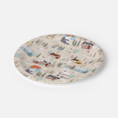 Gezellig Winter Village Scene Patroon Papieren Bordje