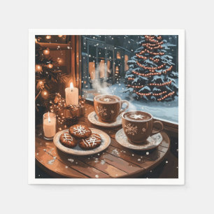 Gezellig Wintercafé met warme cacao en koekjes Servet