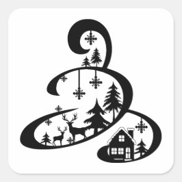 Gezellig winterseizoen vierkante sticker