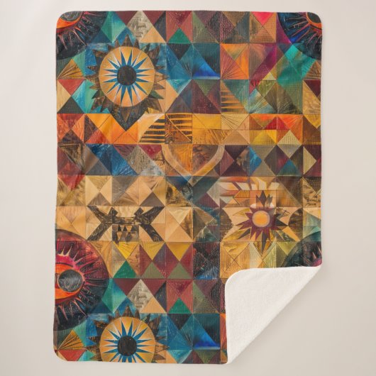 Gezellige Aqua "Erfelijke Artistiek" Pluche Sherpa Sherpa Deken (Voorkant)