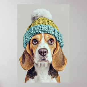 Gezellige Beagle in een Winter Knit Pet Poster