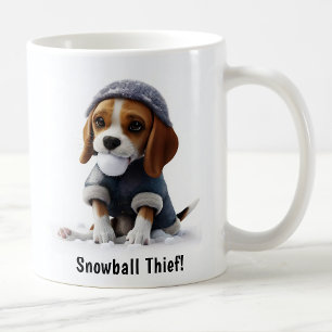 gezellige Beagle Sneeuwdag Koffiemok