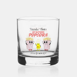 Gezellige Bioscoopfilm Pret Popcorn Mascottes Rock Whisky Glas