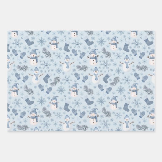 Gezellige Blauwe Winter op IJsblauw Inpakpapier Vel (Voorkant)