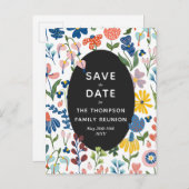 Gezellige Bloemen Familie Reünie Save the Date Uitnodiging Briefkaart (Voorkant / Achterkant)