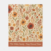 Gezellige Bloemenoogst Home & Family Name Script Fleece Deken (Voorkant)