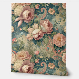 Gezellige Bloemenpioen en Roos Peel and Stick Behang