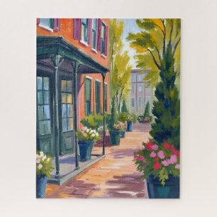 Gezellige Bloemenwinkel Straat Bloeiende Stad Wate Legpuzzel