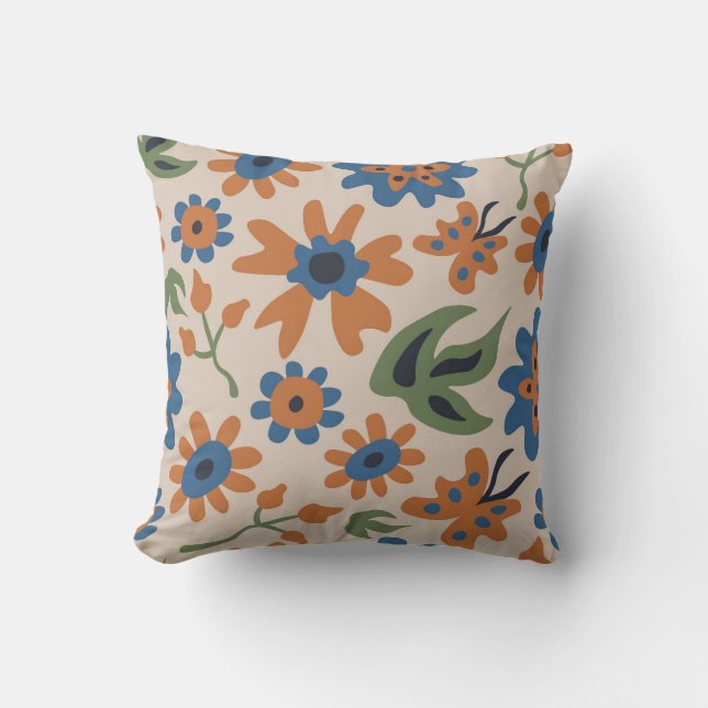 Gezellige Boho grote print bloemenkussen Kussen (Voorkant)