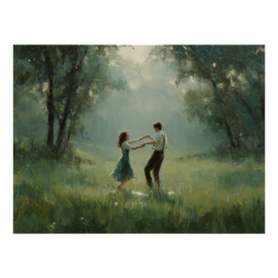 Gezellige Bos Dans Koppel Scene Perfect Poster