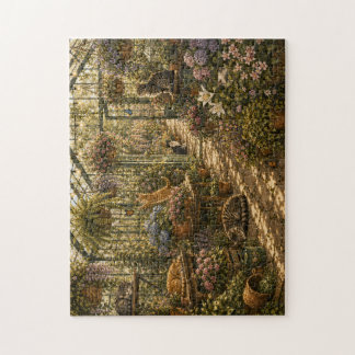 Gezellige botanische kas katten waterverf puzzel