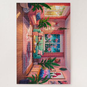 Gezellige botanische woonkamerpuzzel legpuzzel