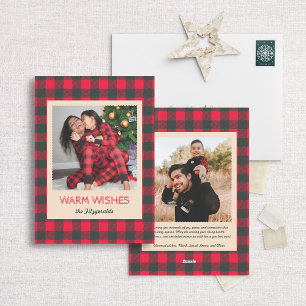 Gezellige Buffalo Plaid Herinneringen Foto Feestdagenkaart