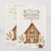 Gezellige Cabin Christmas Kaart | rustieke feestda (Voorkant / Achterkant)