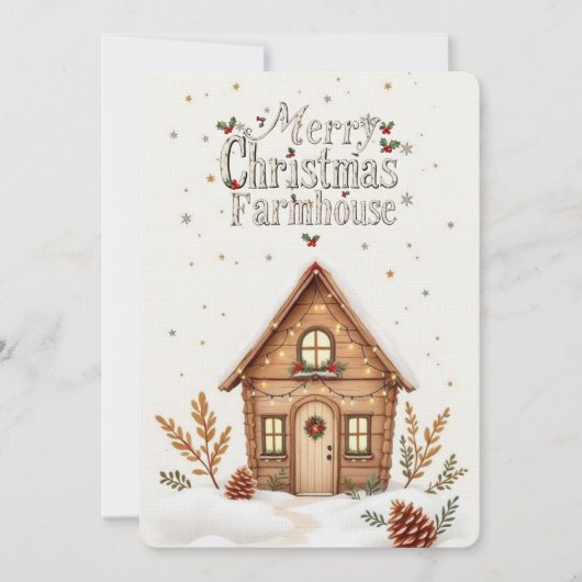 Gezellige Cabin Christmas Kaart | rustieke feestda (Voorkant)