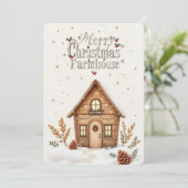 Gezellige Cabin Christmas Kaart | rustieke feestda (Staand voorkant)