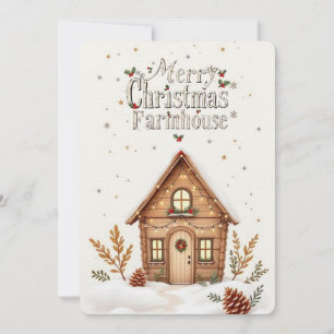 Gezellige Cabin Christmas Kaart rustieke feestda