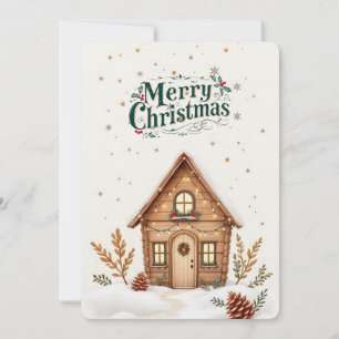 Gezellige Cabin Christmas Kaart   rustieke feestda